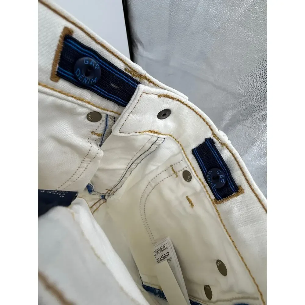 Gap Kids White Stretch Slim Jeans Boys Size 6 Adjustable Waist Stain Resistant